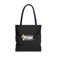 KVOM Logo Tote Bag, Black, White Logo