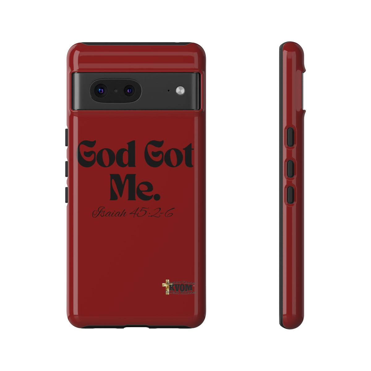 God Got Me KVOM Tough Case, Black Print, Red