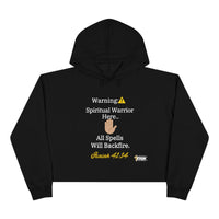 Spiritual Warrior Warning Women's Cropped Hoodie, Black