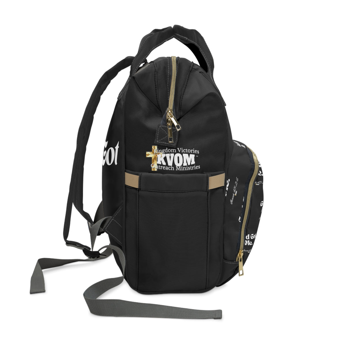 God Got Me KVOM Diaper Backpack, Black