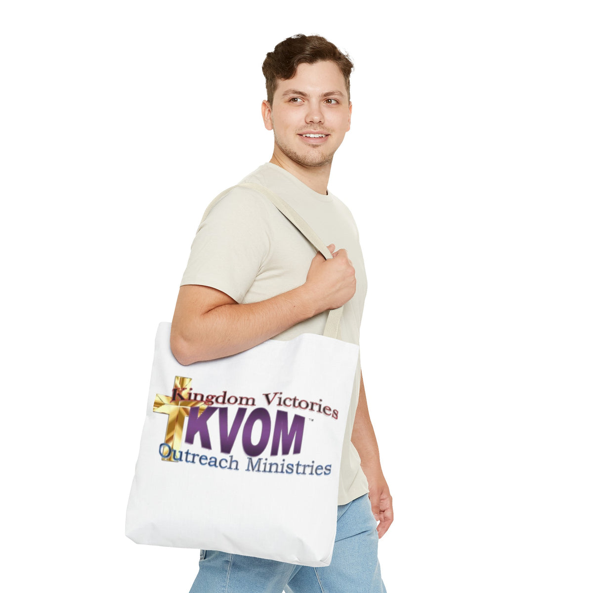 KVOM Logo Tote Bag, White, Moses Temple Colored Logo