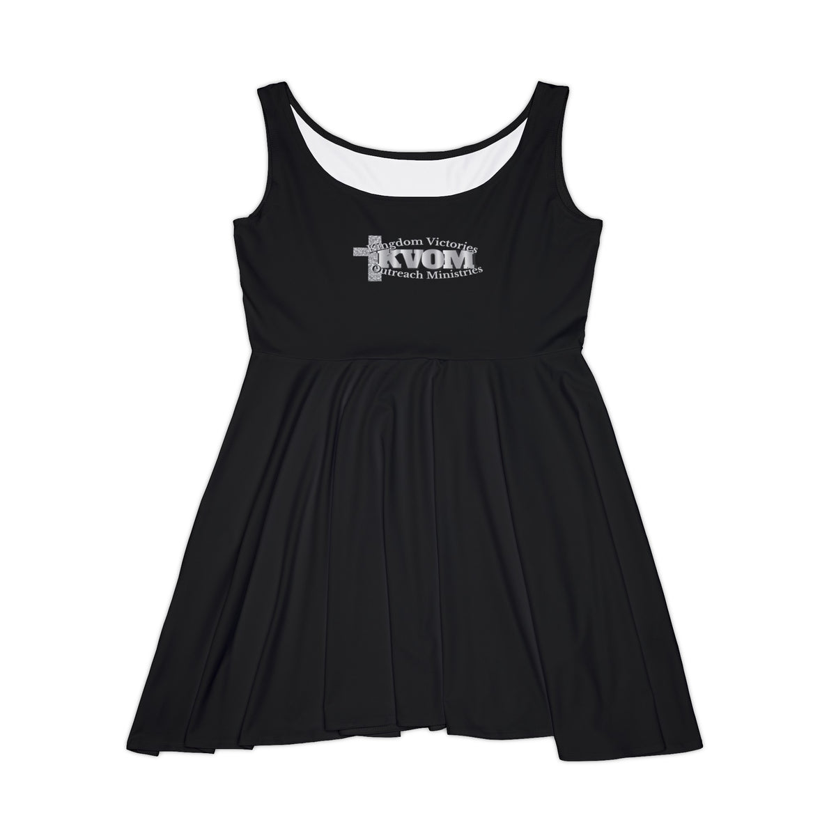 KVOM Logo Women's Skater Dress, Black, Silver Steel