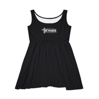 KVOM Logo Women's Skater Dress, Black, Silver Steel