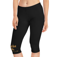 God Got Me Women's Mid-Length Leggings, Black & Gold