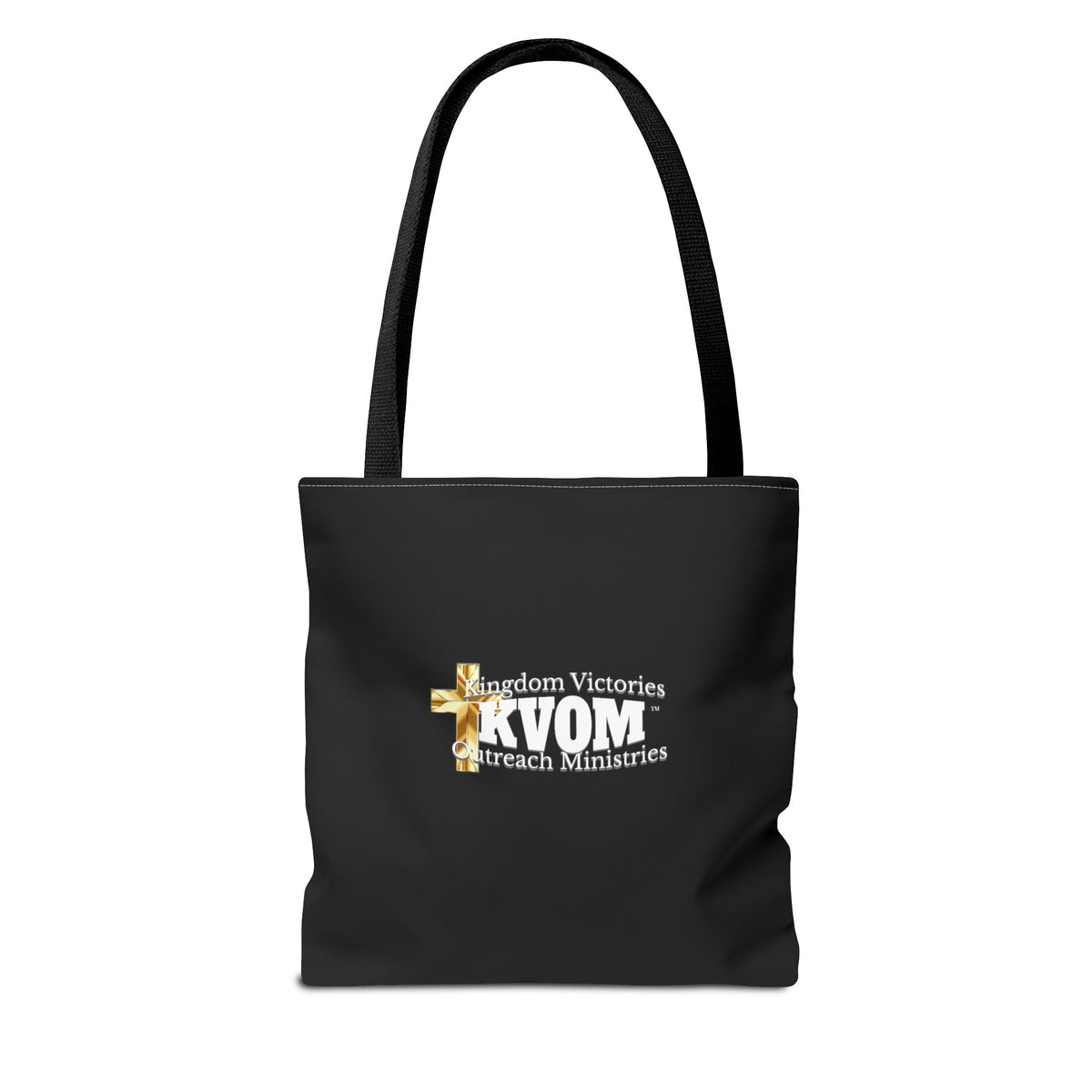 KVOM Logo Tote Bag, Black, White Logo