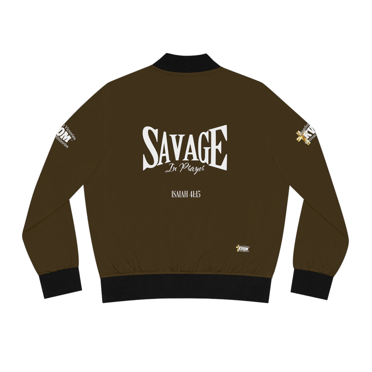 Savage in Prayer Women's Bomber Jacket, Brown