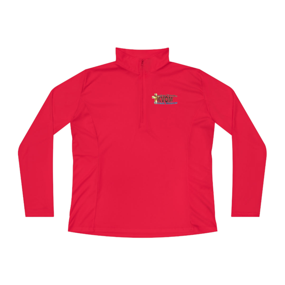 KVOM Maroon Logo Ladies Zip-Collar Pullover