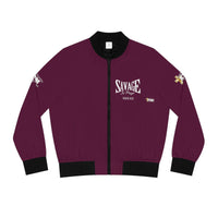 Savage in Prayer Women's Bomber Jacket, Maroon