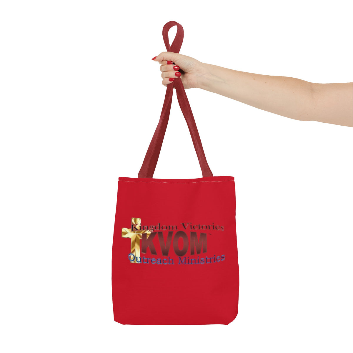 KVOM Logo Tote Bag, Red, Maroon Logo