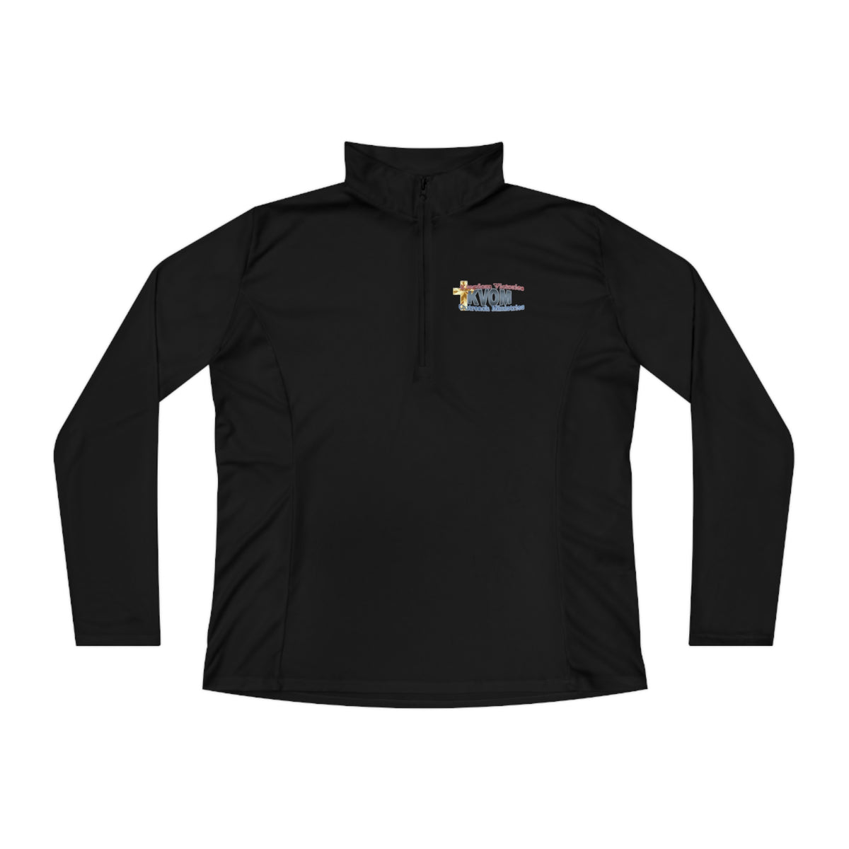 KVOM Logo Blue Ladies Zip-Collar Pullover