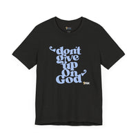 Don't Give Up On God Women's Short Sleeve Shirt, Navy-Grey