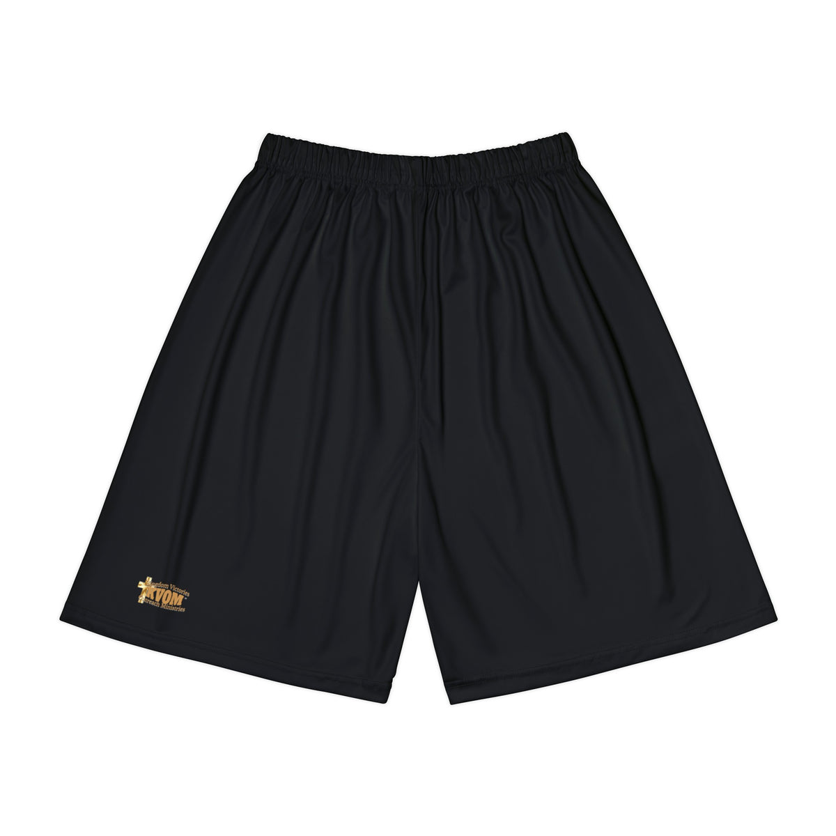 God's God Me  Men’s Sports Shorts, Black & Gold