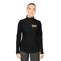 KVOM Logo Yellow Gold Ladies Zip-Collar Sporty Pullover