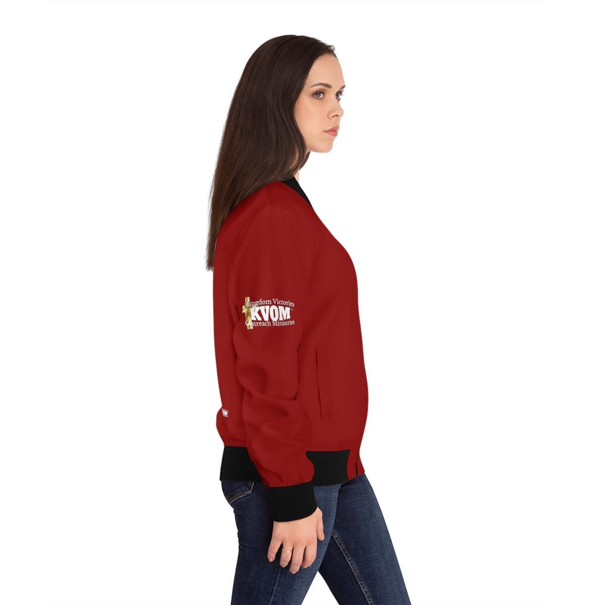 Savage in Prayer Women's Bomber Jacket, Blood Red