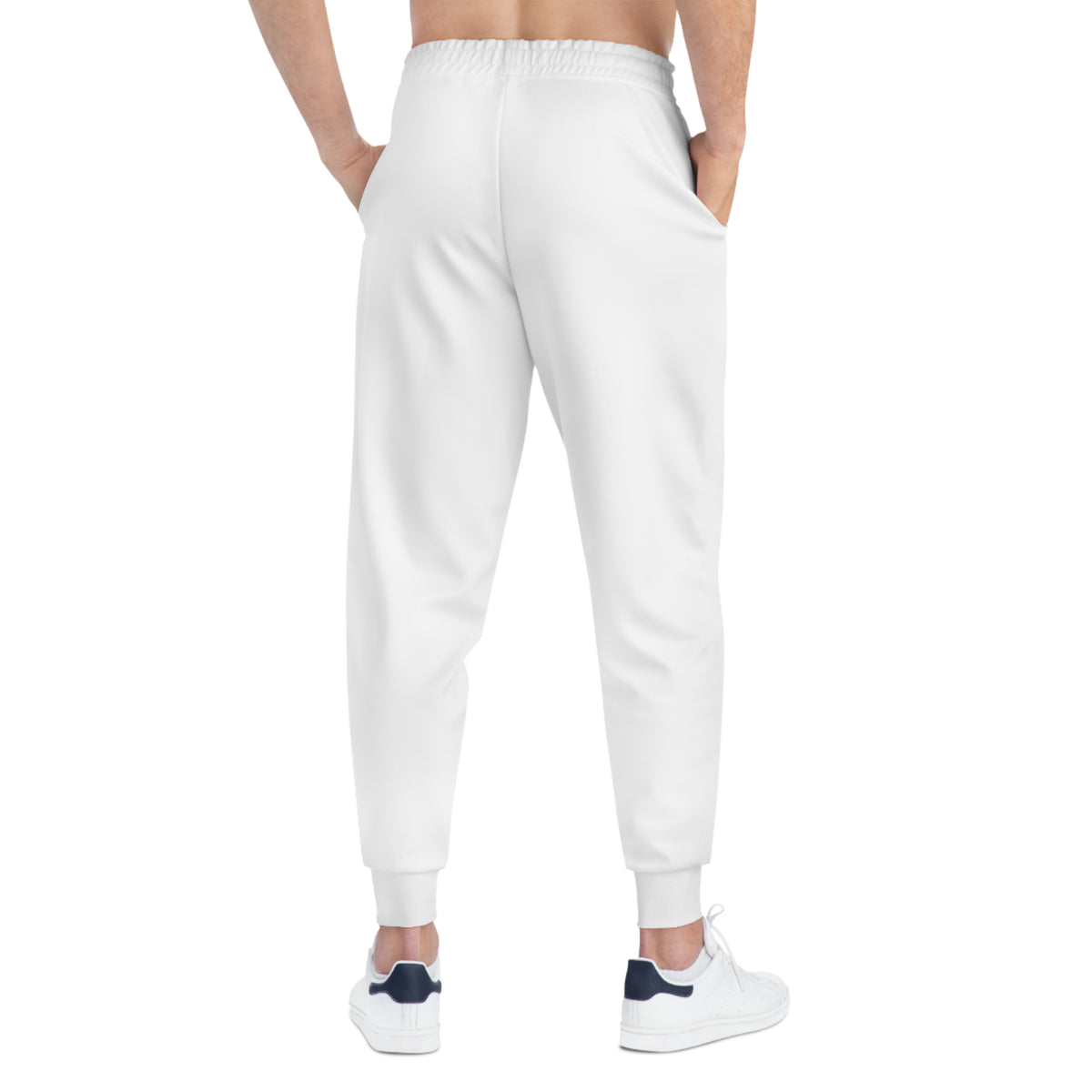 KVOM Logo Athletic Jogging Pants, White, Brass Logo