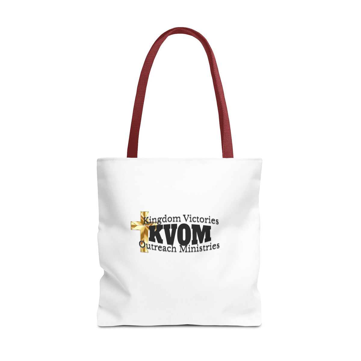 KVOM Logo Tote Bag, White, Black Logo