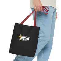 KVOM Logo Tote Bag, Black, White Logo