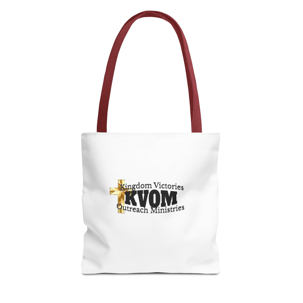 KVOM Logo Tote Bag, White, Black Logo