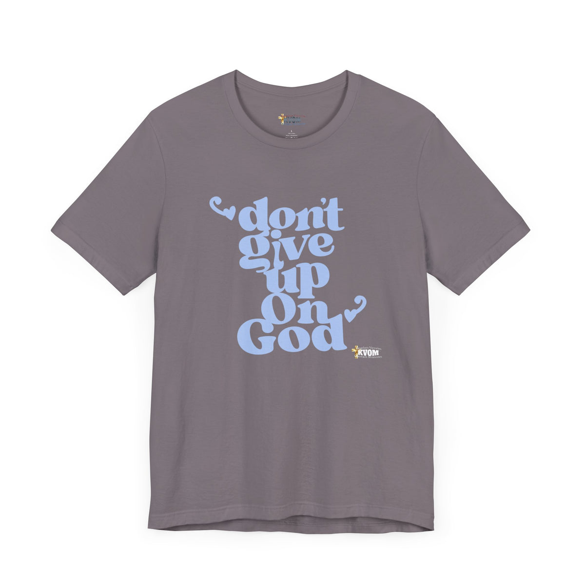 Don't Give Up On God Women's Short Sleeve Shirt, Navy-Grey