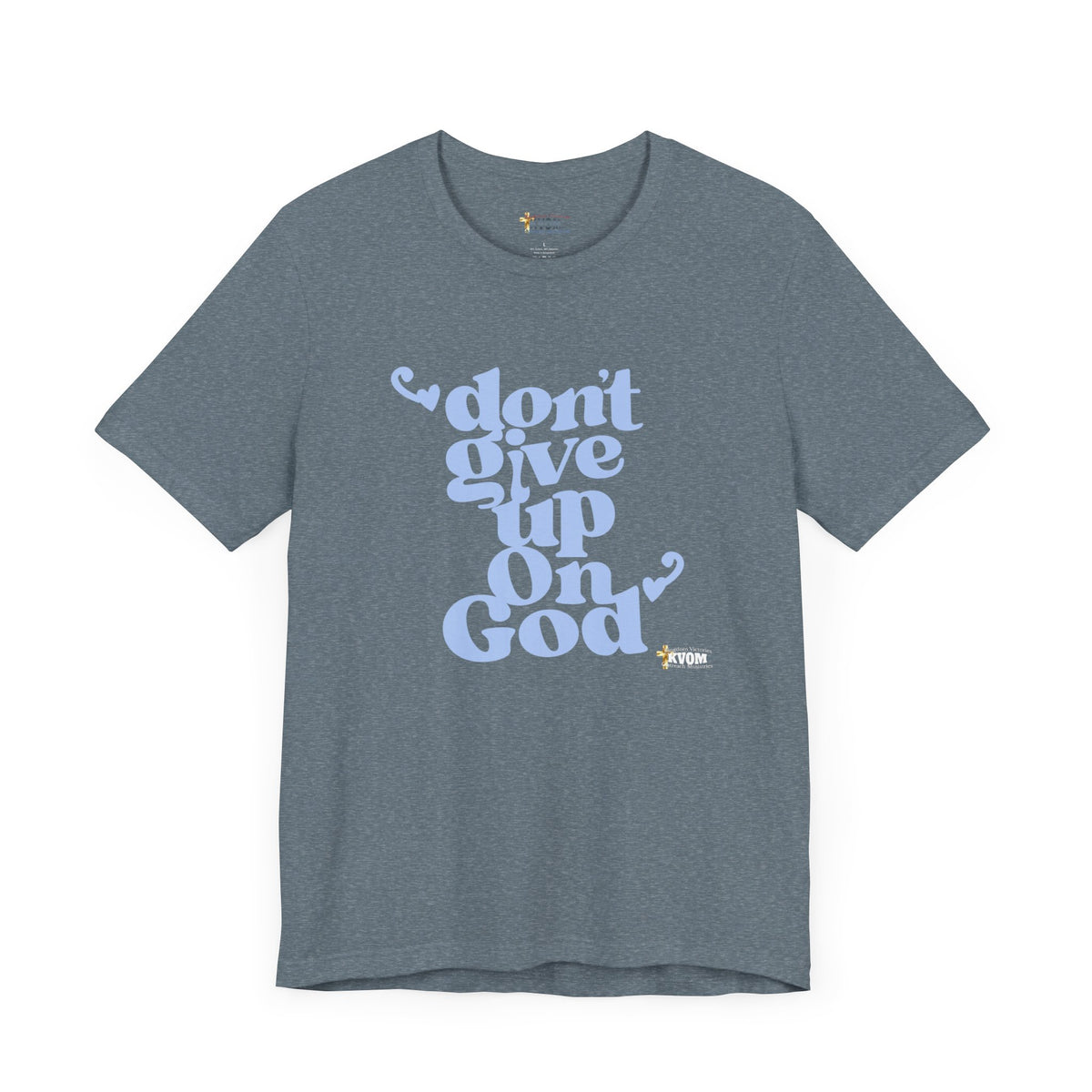 Don't Give Up On God Women's Short Sleeve Shirt, Navy-Grey