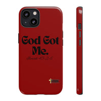 God Got Me KVOM Tough Case, Black Print, Red