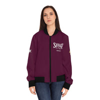 Savage in Prayer Women's Bomber Jacket, Maroon