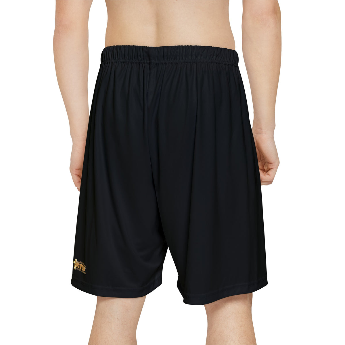 God's God Me  Men’s Sports Shorts, Black & Gold