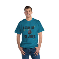 I Stay Lit For Jesus Relaxed Fit Short-Sleeve T-Shirt