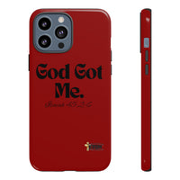 God Got Me KVOM Tough Case, Black Print, Red