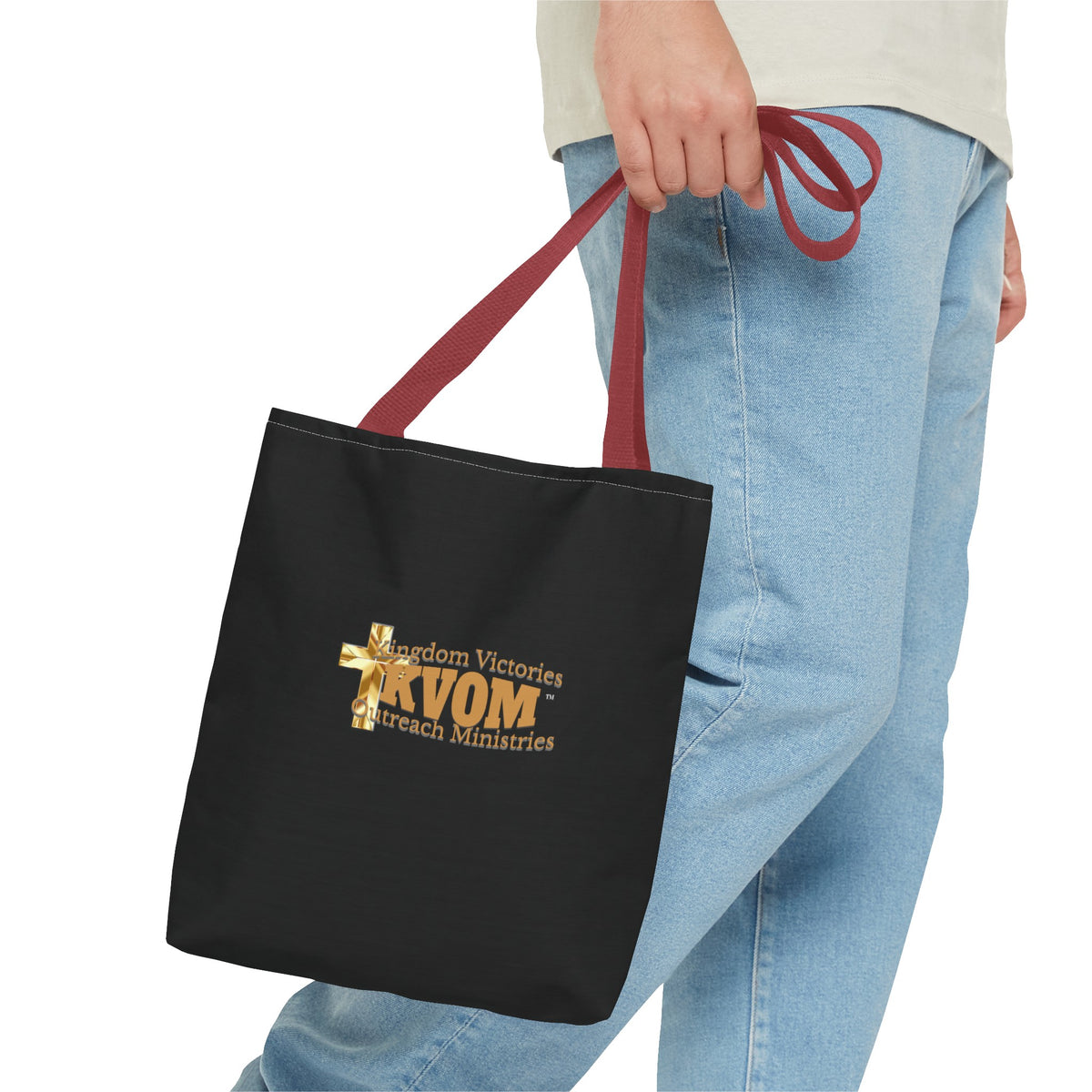 KVOM Logo Tote Bag, Black, True Gold Logo