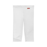 Women’s Mid-Length Leggings, White, Red KVOM Logo