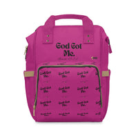 God Got Me KVOM Diaper Backpack, Berry Pink