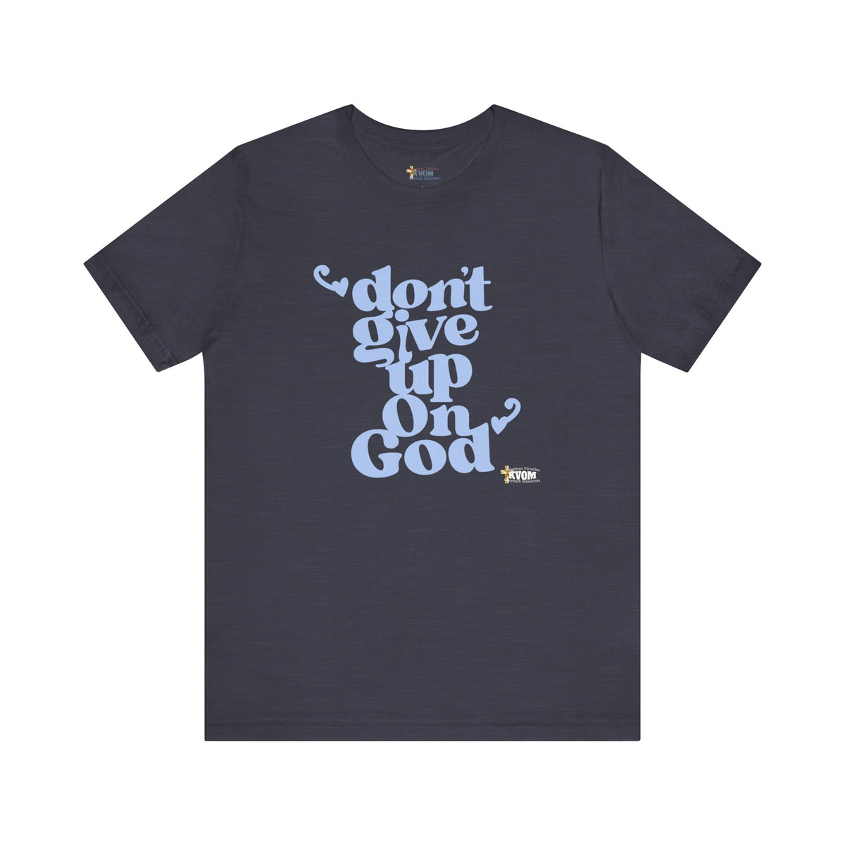 Don't Give Up On God Women's Short Sleeve Shirt, Navy-Grey