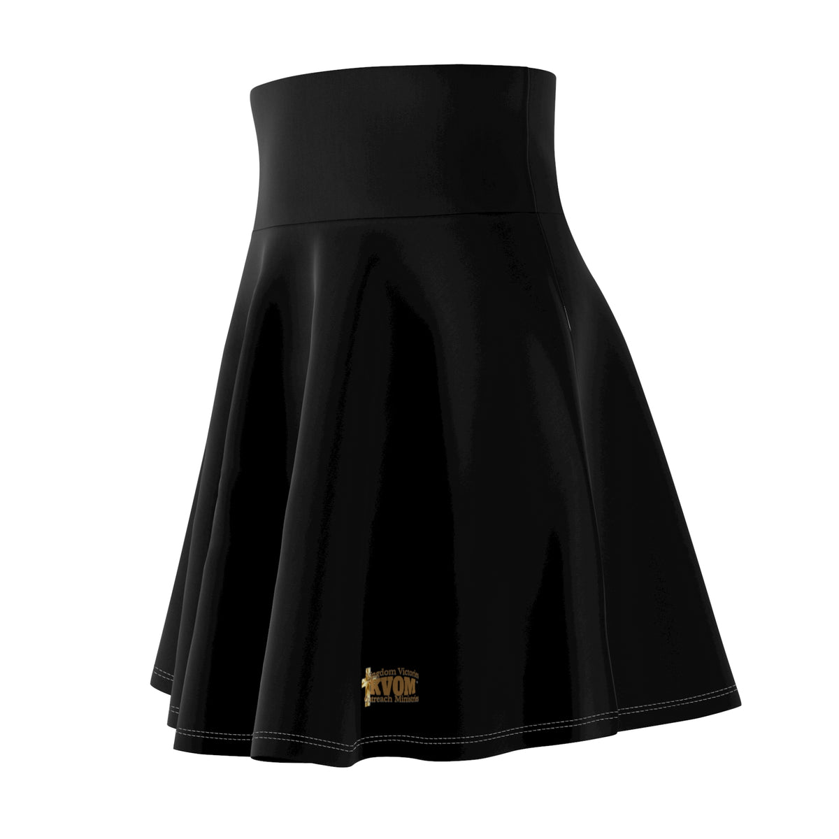 KVOM Logo Women's Skater Skirt, Black, Gold Logo