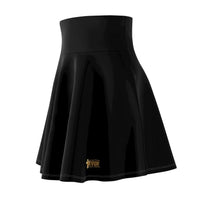 KVOM Logo Women's Skater Skirt, Black, Gold Logo