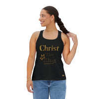 Christ The King Women's Stretchy Tank, Black & Gold