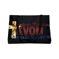 KVOM Logo Weekender Tote Bag, Black, Maroon Logo