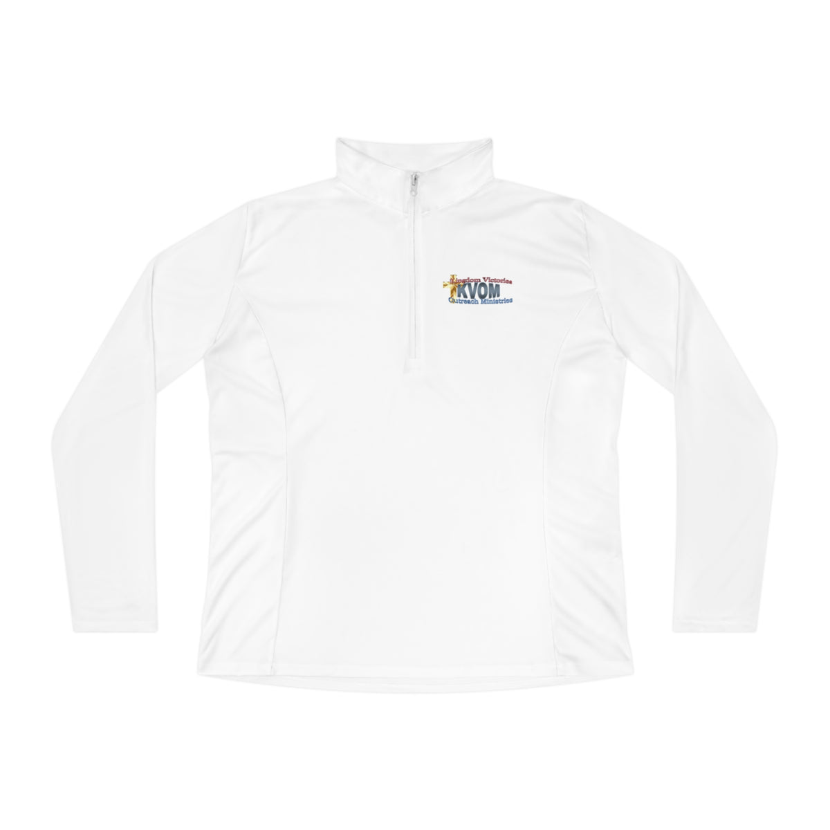 KVOM Logo Blue Ladies Zip-Collar Pullover