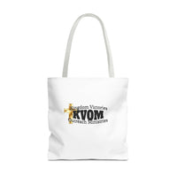 KVOM Logo Tote Bag, White, Black Logo