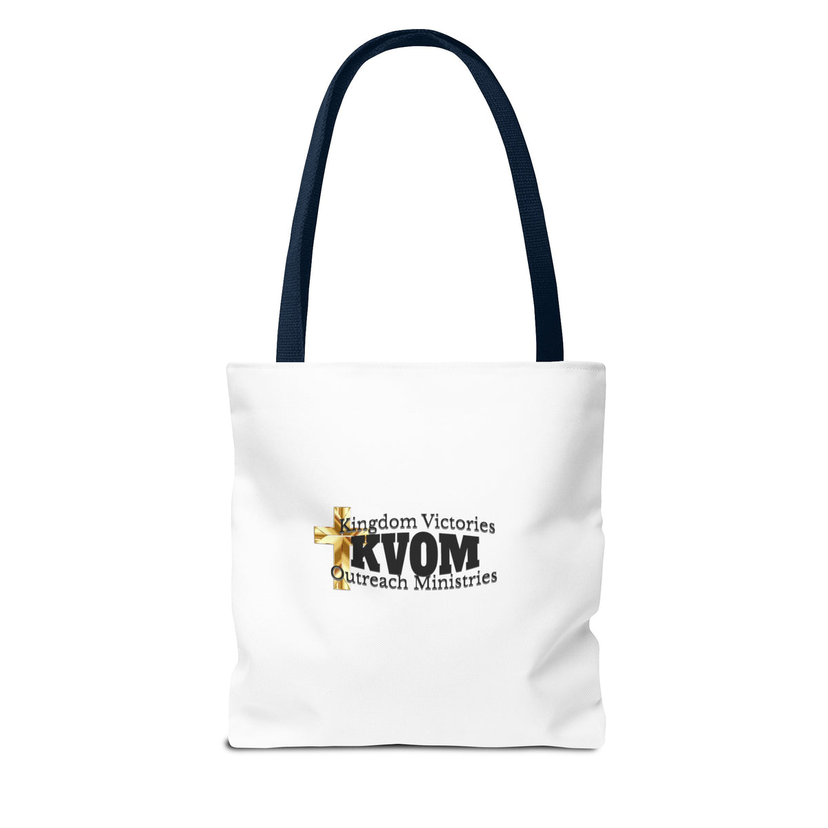 KVOM Logo Tote Bag, White, Black Logo