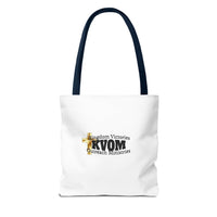 KVOM Logo Tote Bag, White, Black Logo