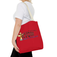 KVOM Logo Tote Bag, Red, Maroon Logo