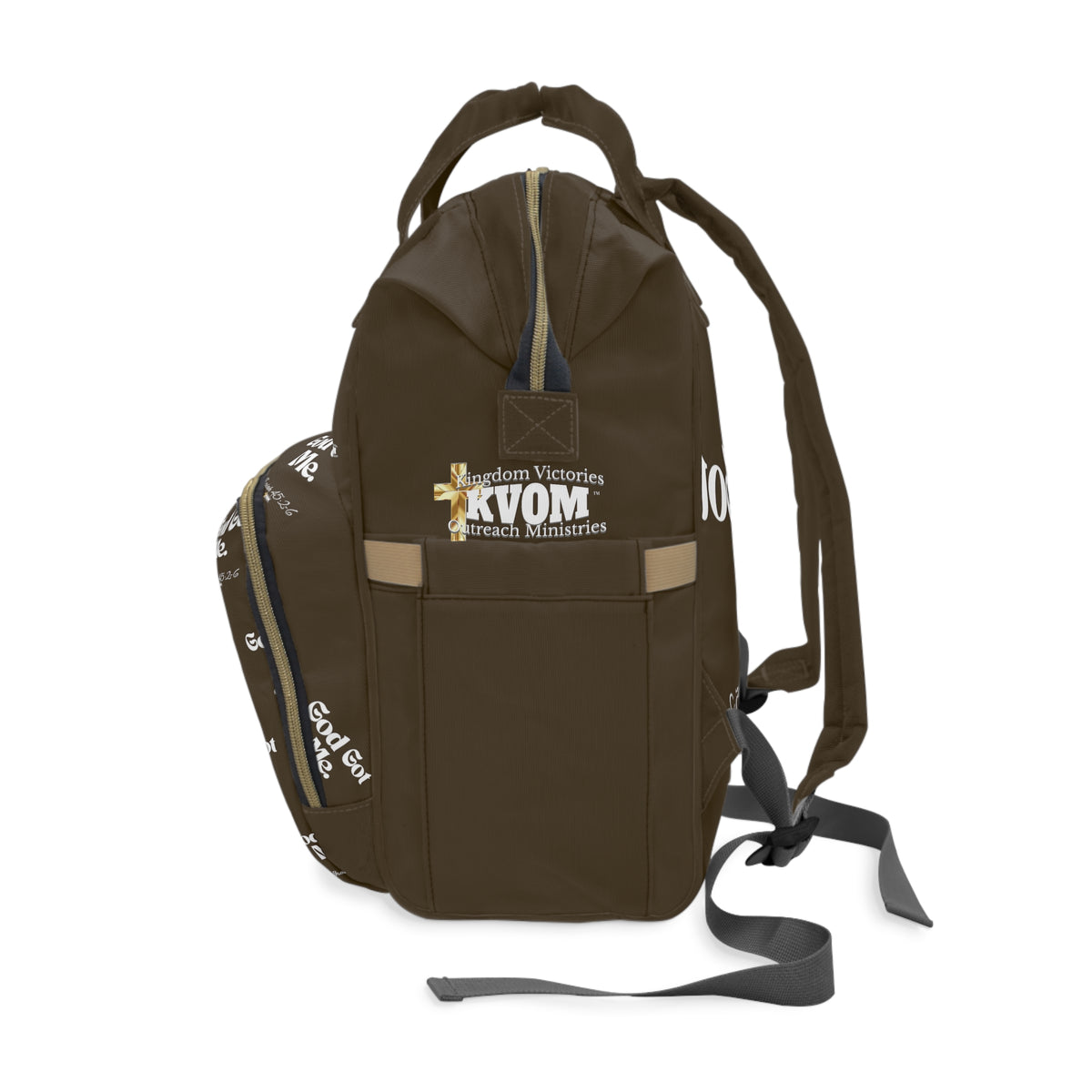 God Got Me KVOM Diaper Backpack, Brown