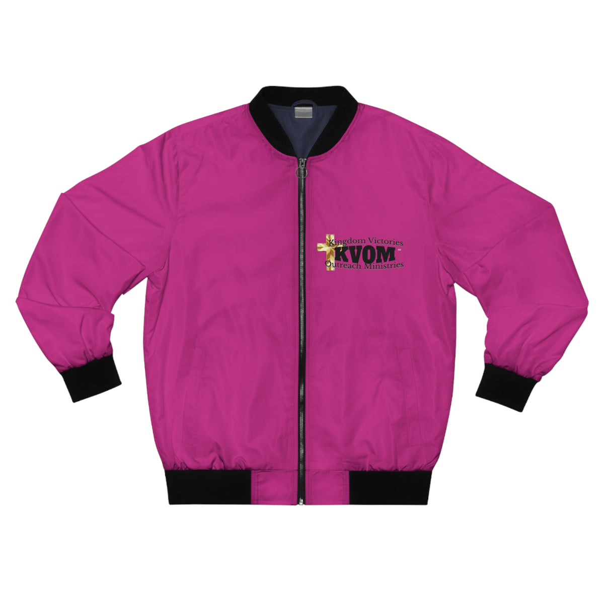 KVOM Logo Men's Bomber Jacket: Berry Pink