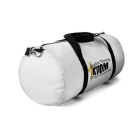 KVOM Logo Duffel Bag, White, Black Logo