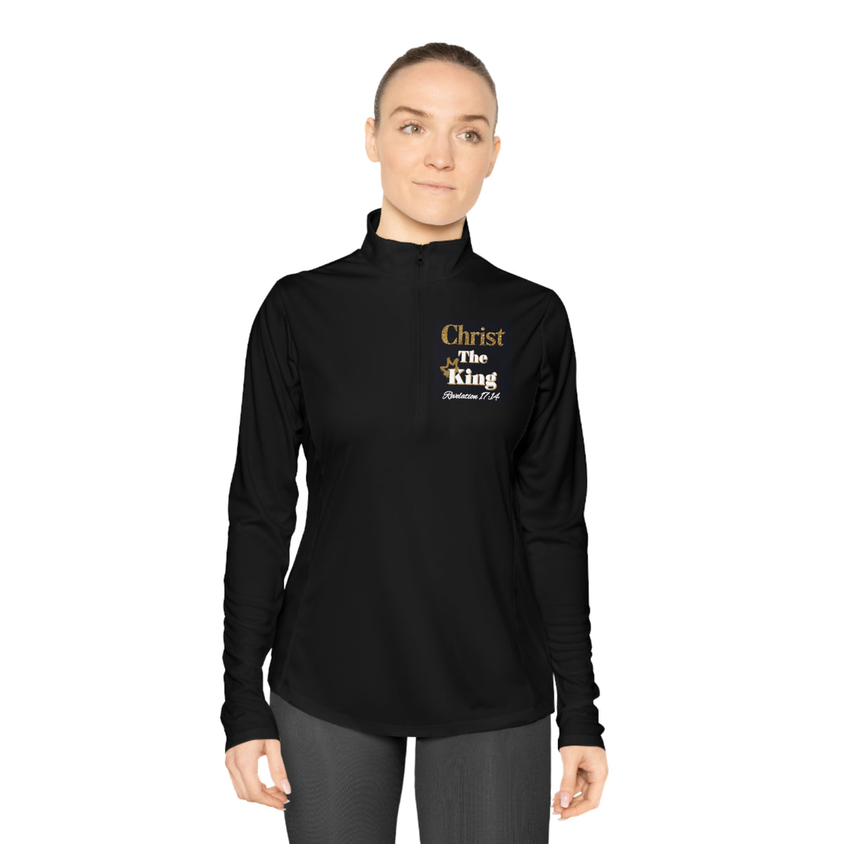 Christ The King Ladies Zip-Neck Pullover