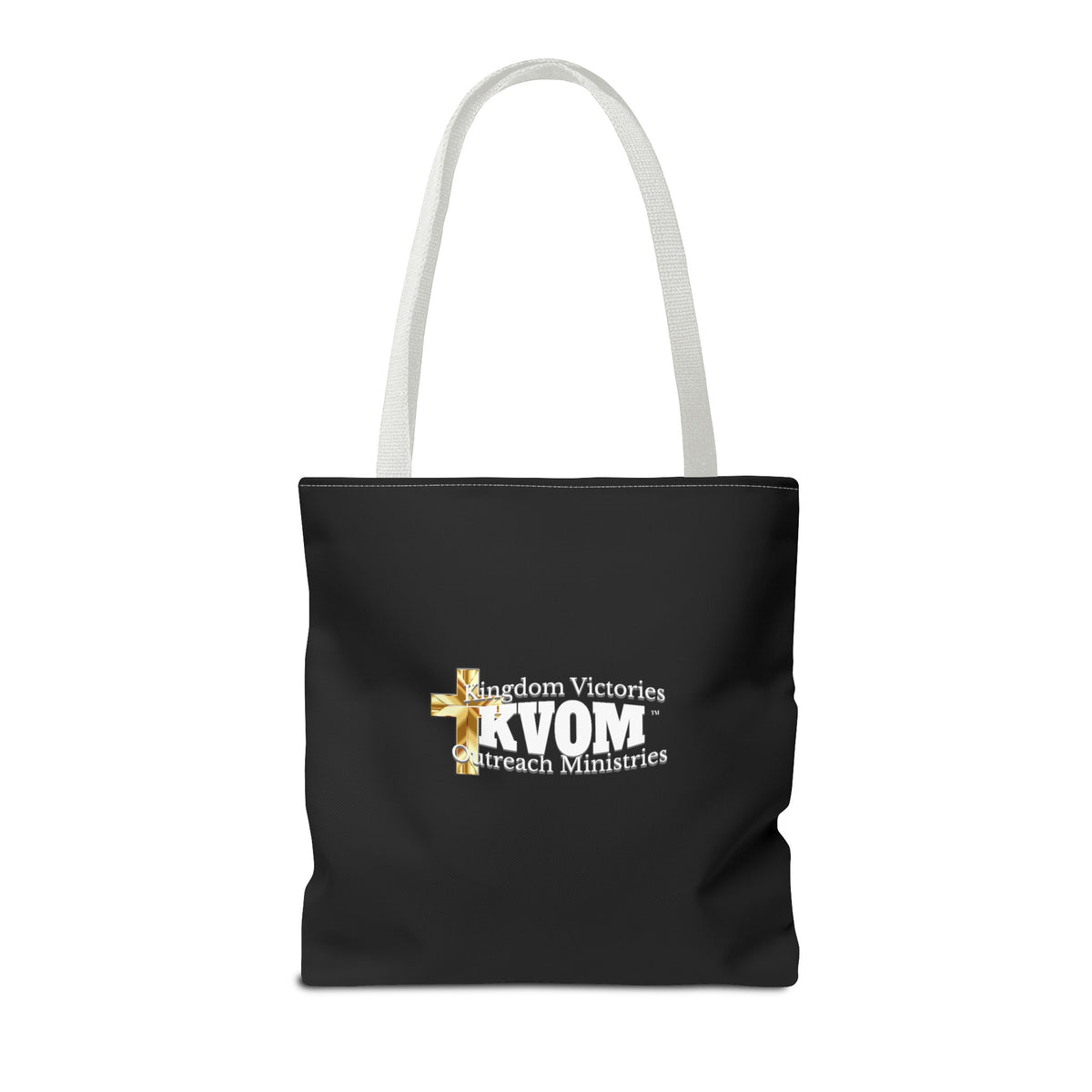 KVOM Logo Tote Bag, Black, White Logo