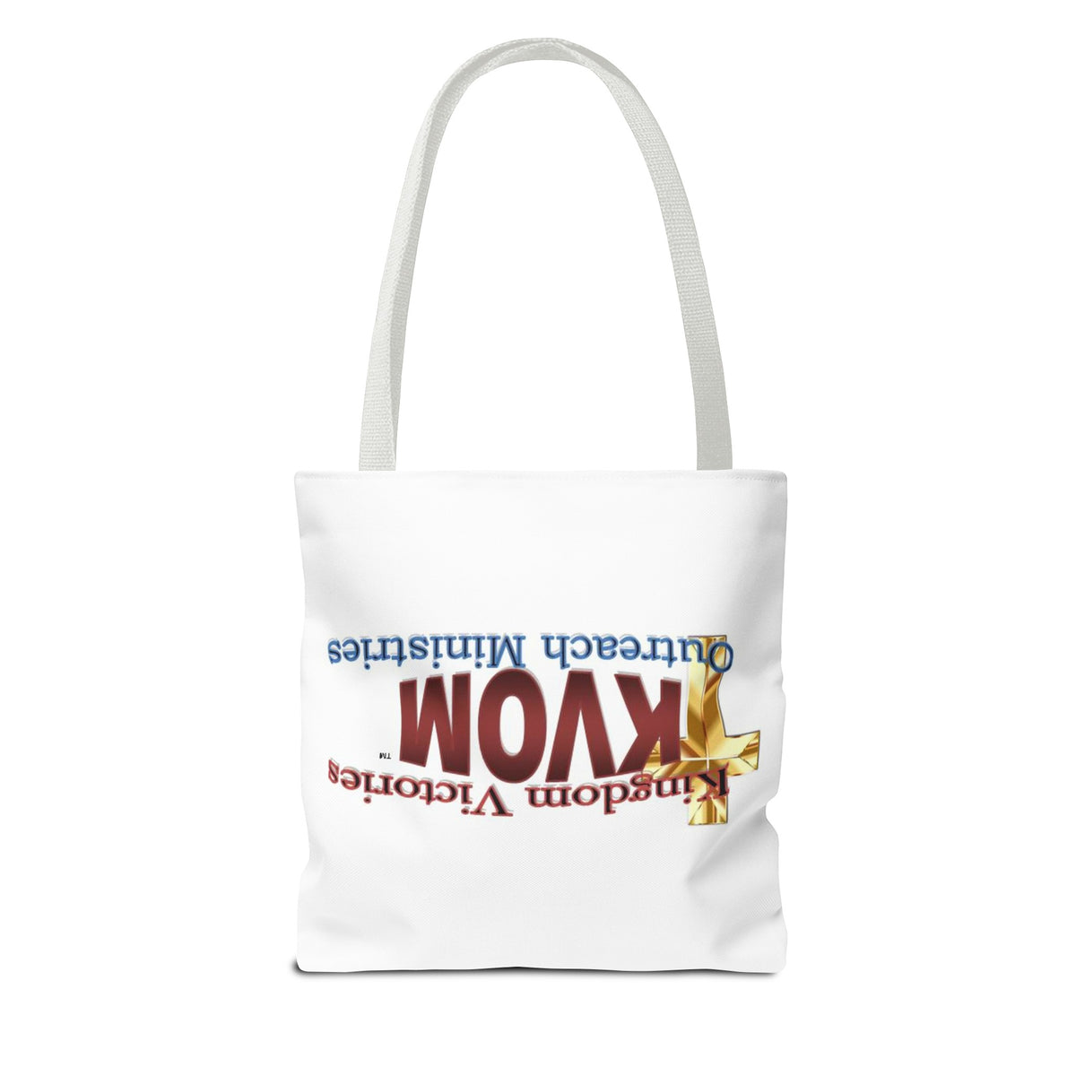 KVOM Logo Tote Bag, White, Maroon Logo