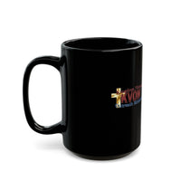 KVOM Logo 11oz Black Mug, Maroon Logo