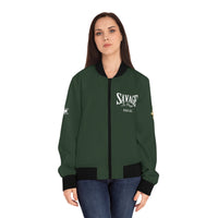 Savage in Prayer Women's Bomber Jacket, Forest Green